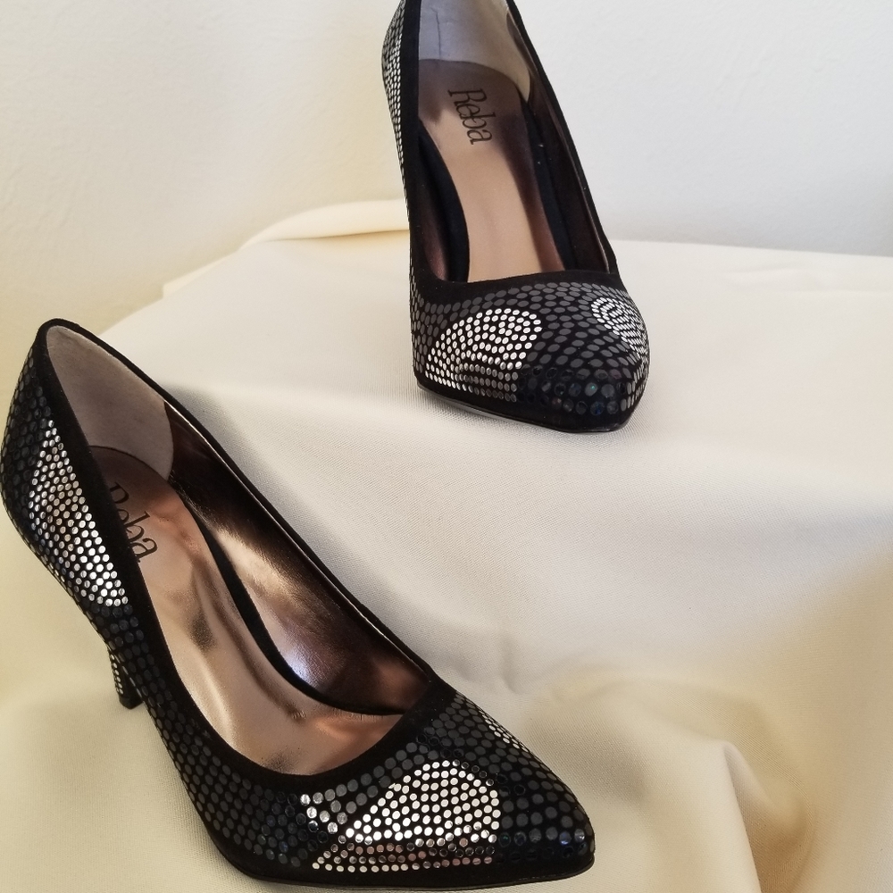 Black silver heels
